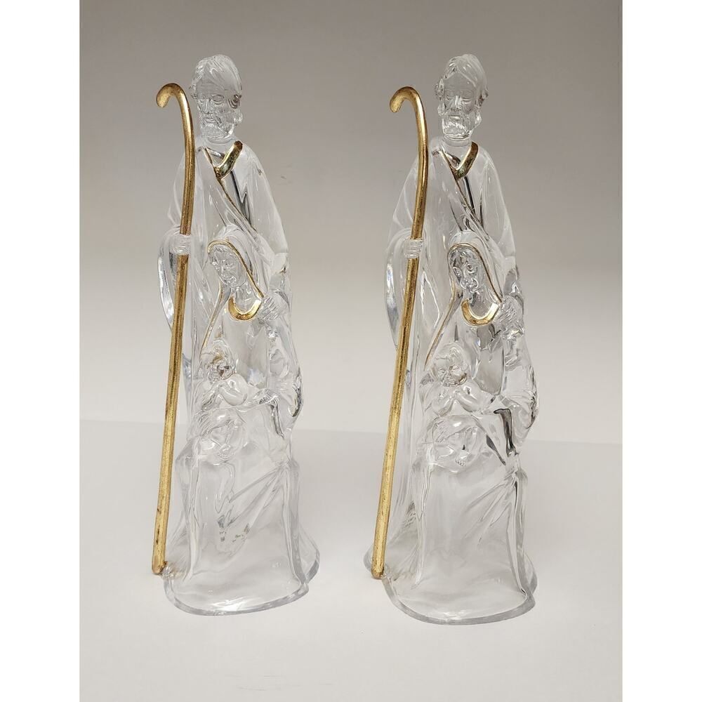 Vintage 2PC Holy Family 11" Acrylic Figurines